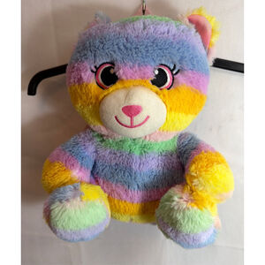 Rainbow Teddy Bear Plush Backpack Toddler Kids Pink Straps Carried Away